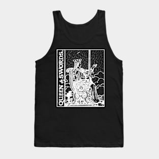 Queen of Swords Tarot Card Rider Waite Black and White Tank Top